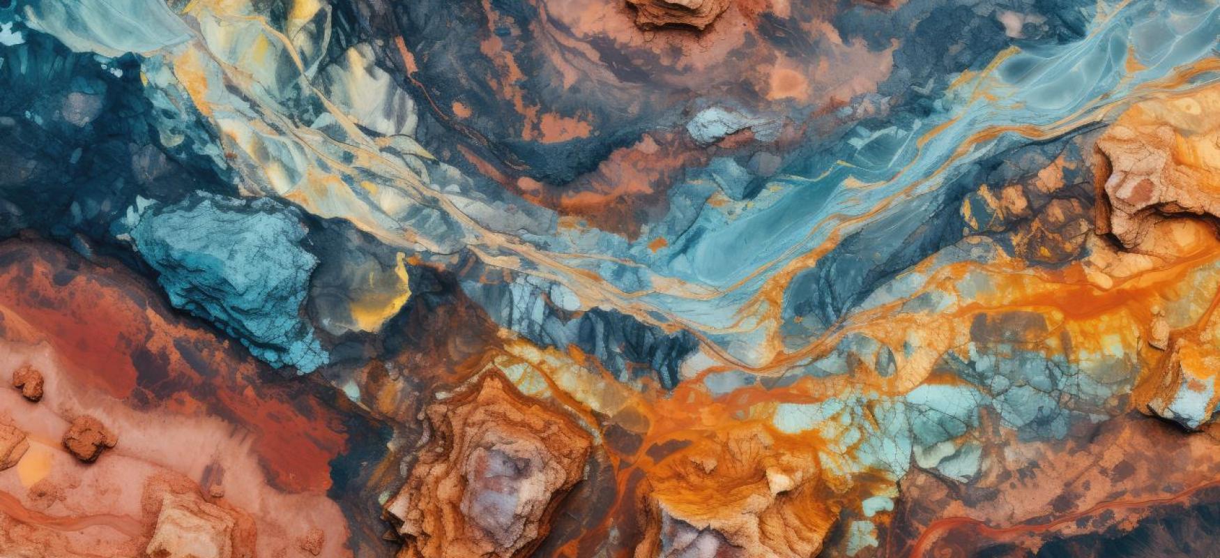 Mineraler i sten i forskellige farver