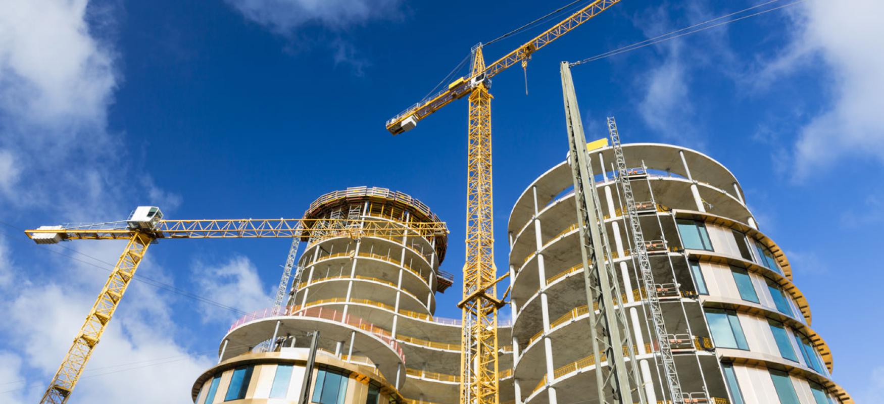 Construction site with circular buildings