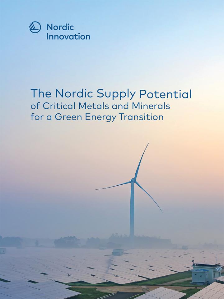 Front page on the report with the title over an image of a windmill and a field of solar panels.