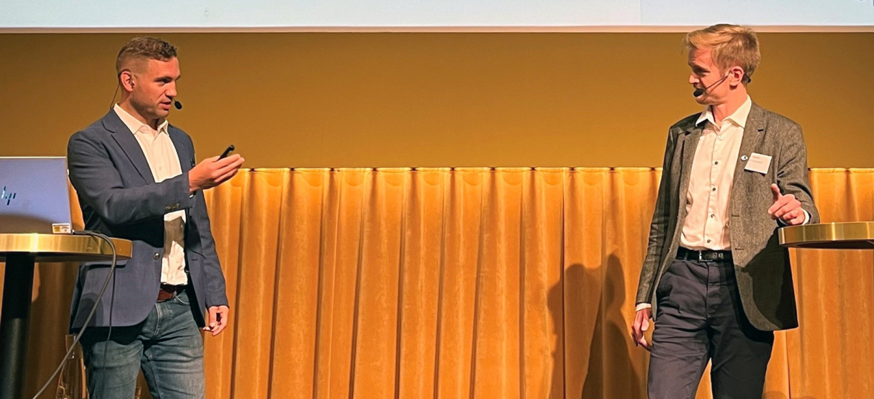 Thordur and Emil presenting on stage