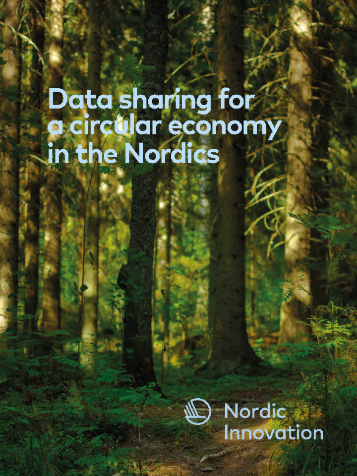 Front page to the baseline mapping: data sharing for a circular economy in the Nordics. Logo Nordic Innovation.