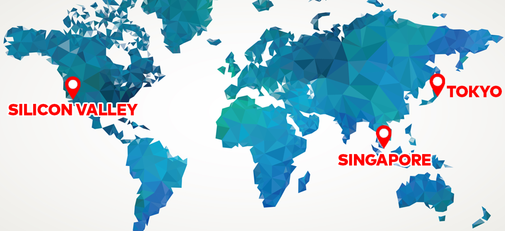 World map where the three Innovation houses are plotted in