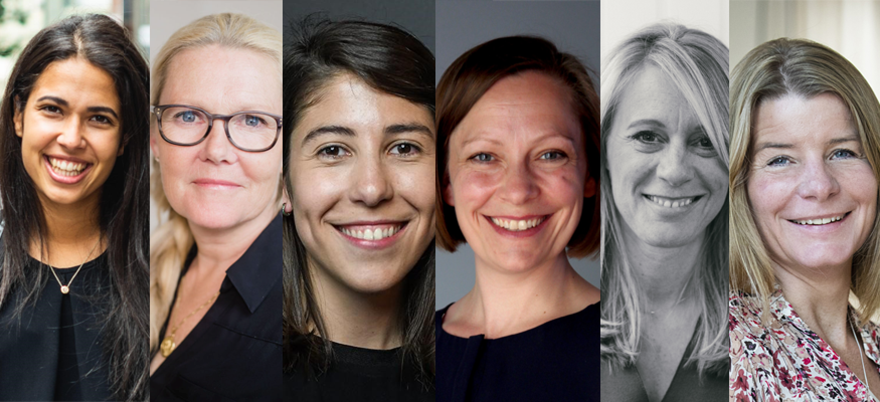 The six speakers at the webinar 16 June 2020: Marthe Haugland (Nordic Innovation), Virginia Vegas (Startup Norway / Angel Challenge), Liva Echwald-Tjisen (Female Founders of the Future), Thorbjorg Helga Vigfusdottir (Kara Connect), Amel Gaily (FIBAN), Anette Nordvall (Keiretsu Forum Nordics, and early-stage investor).  