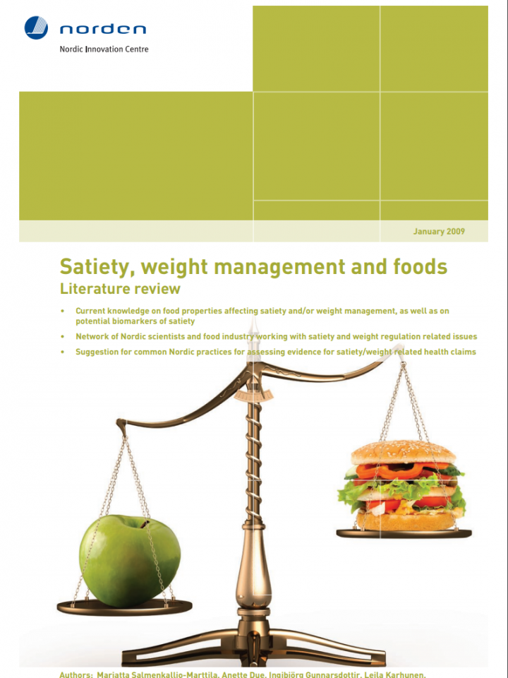 Front page of Saiety Weight Magament and Foods report from 2009.